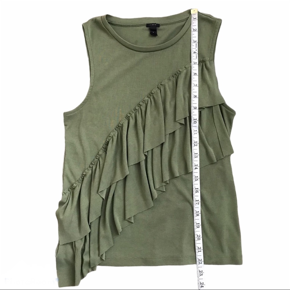 J.Crew Olive Green Asymmetrical Ruffle Tank Top - Picture 4 of 6